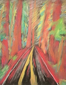 Image of Lost Wojnarek's pastel, Redwood Forest.